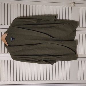 Lands' End Cocoon Cardigan Sweater Green Size S M Pockets!